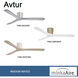 Avtur 60 inch Soft Brass with Flat White Blades Flush Mount Ceiling Fan